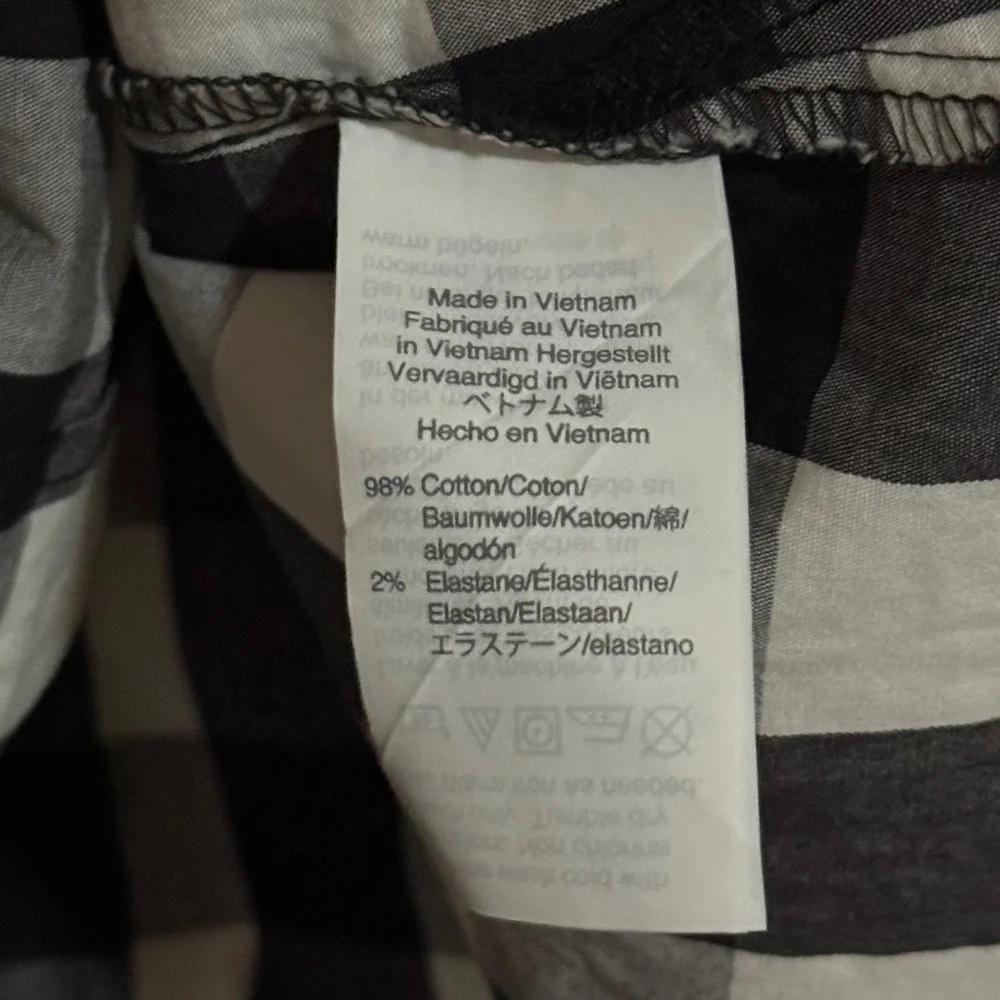 J. Crew Black & White Gingham Plaid Puff Sleeve‎ Blouse Size 4